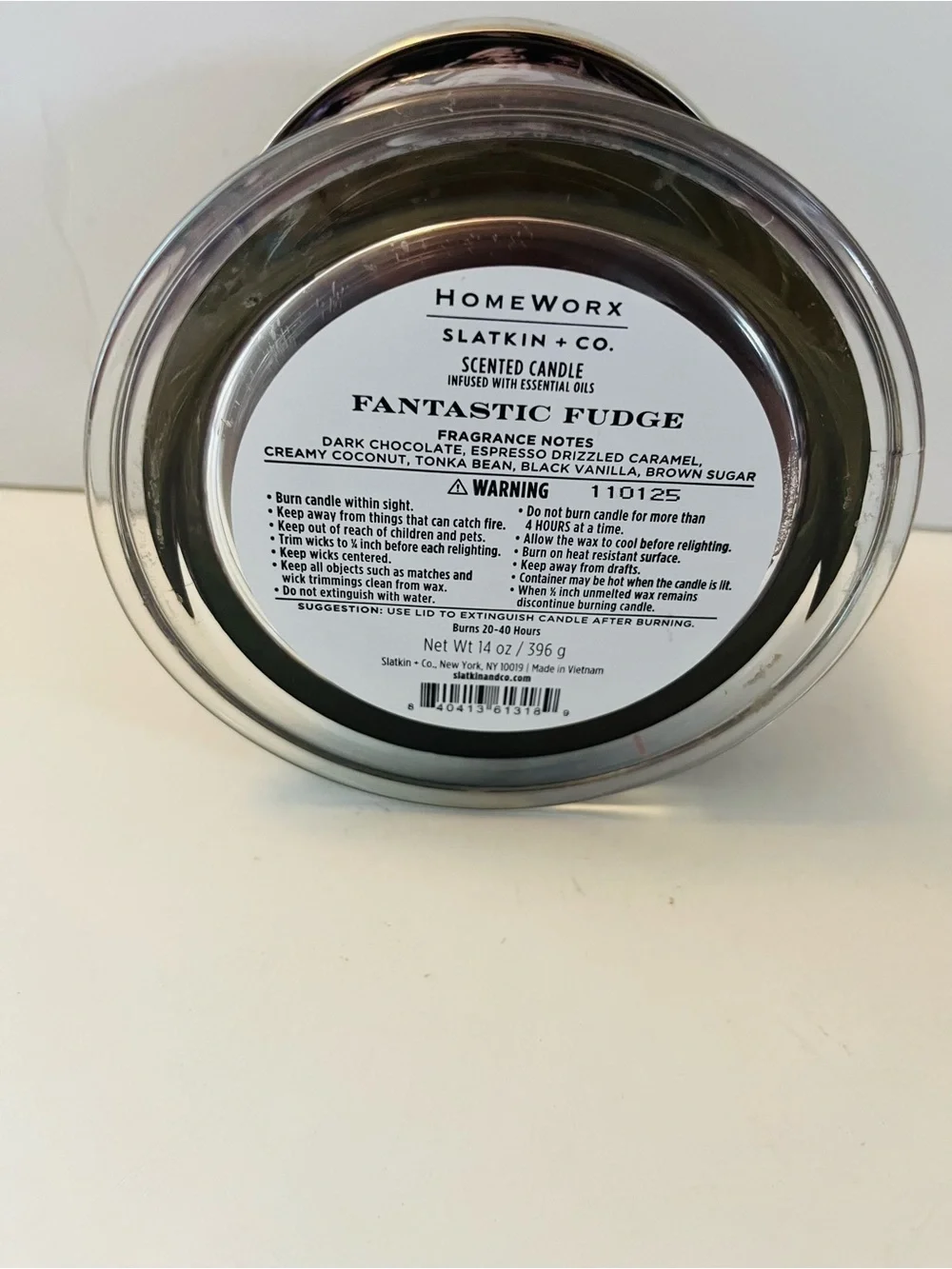 Homeworx Slatkin & Co. Fantastic Fudge Scented 3 Wick Candle Unburned 14 Oz.